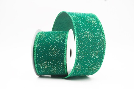 Groen effen velourslint met glinsterend stofeffect_KW0476GC-15-49